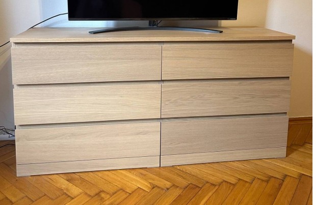 Malm 6-fikos szekrny, fehrre pcolt tlgy furnr, 160x78 cm