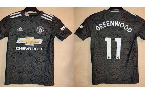 Manchester United Manson Greewood eredeti adidas zld gyerek mez (140)