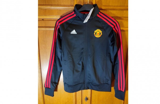 Manchester United Női eredeti adidas cipzáras felső fekete piros (S)