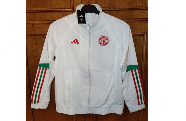 Manchester United cipzáras eredeti adidas gyerek fehér felső (M, 152)