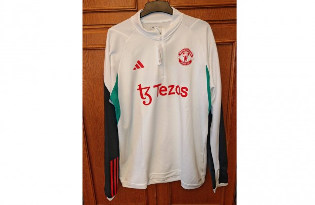 Manchester United fehér eredeti adidas cipzáras nyakú felső (XL-es)