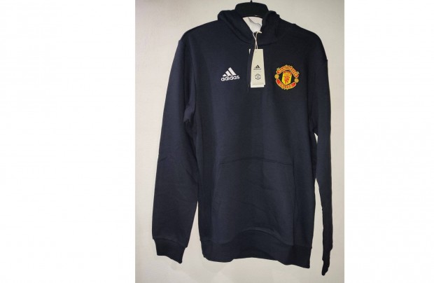 Manchester United fekete eredeti adidas kapucnis pulóver (M)