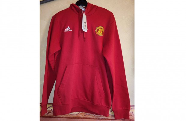 Manchester United piros eredeti adidas kapucnis pulóver (M)