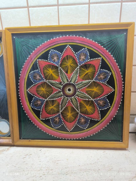 Mandala elad! Fakeretben, vegezett fonalkp Mandala 40 x 40x 5 cm