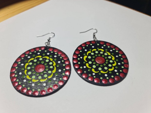 Mandala pontozott fa-akril flbeval 5cm hand made egyedi j (II)