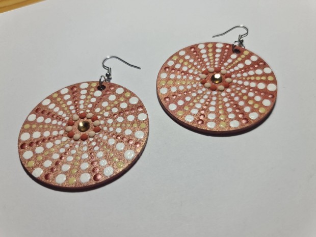 Mandala pontozott fa-akril flbeval 5cm hand made egyedi j (IV)