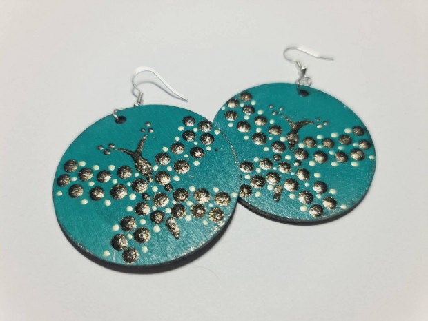 Mandala pontozott fa-akril flbeval 5cm hand made egyedi j (I)