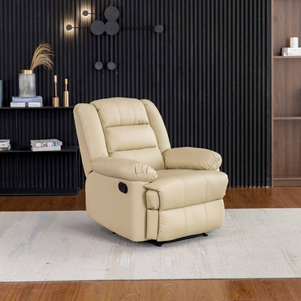 Manulis fekvfotel, relax fotelgy bzs PU (JNF-MANUAL-BEIGE)