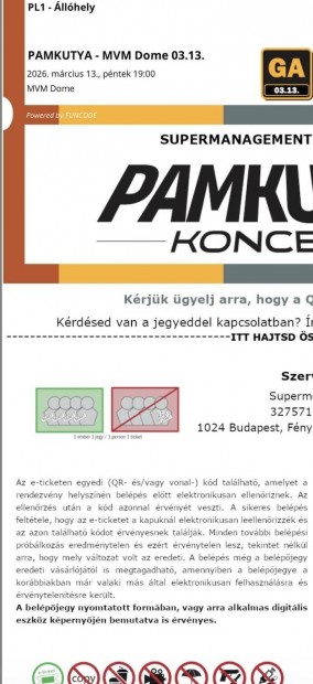 M�rcius 13.-ai pamkutya koncert �ll�jegy