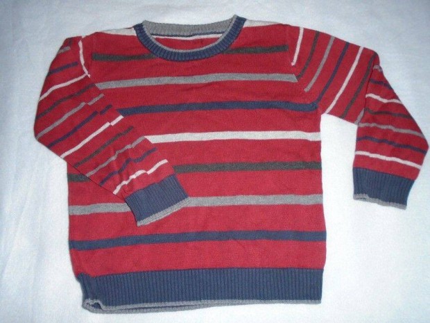 Marks&Spencer csíkos pulóver 2-3 évesre (méret 98) piros