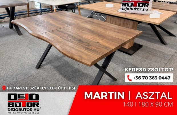 Martin braun erezett étkezőasztal állítható barna 80x140/180 cm