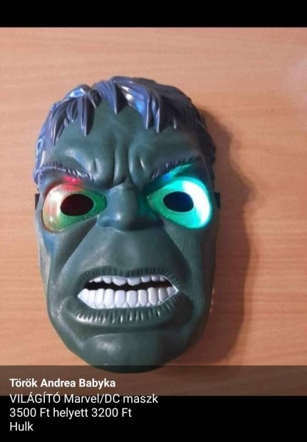 Marvel/DC Vilgt Hulk maszk larce