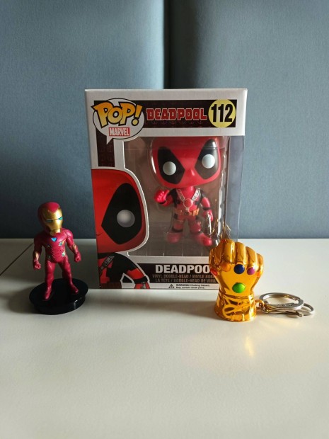 Marvel Funko pop (Deadpool), kulcstart, szobor (Vasember)