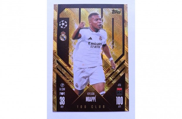 Match Attax 2024/25 Kylian Mbapp 100 Club focis krtya