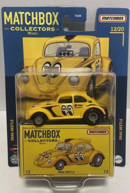 Matchbox Collectors VW Drag Beetle Mooneyes Yellow