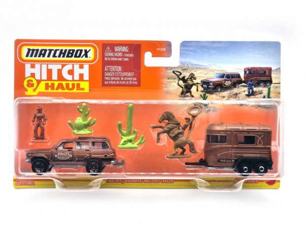 Matchbox Hitch and Haul - Jeep Wagoneer (1988) - MBX Pony Trailer -