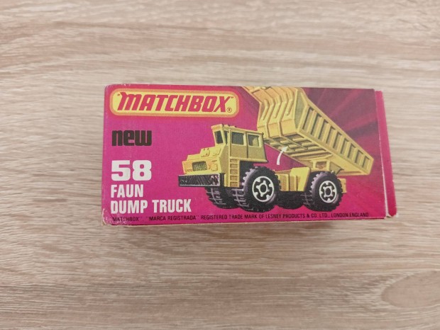 Matchbox Super Fast Faun Tipper Truck No. 58 Yellow res doboz