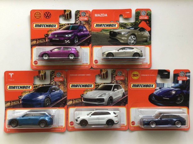 Matchbox csomag 5 db Porsche Volkswagen Golf Tesla Mazda