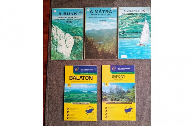 Mátra Bükk Bakony Velencei tó Balaton turista térkép