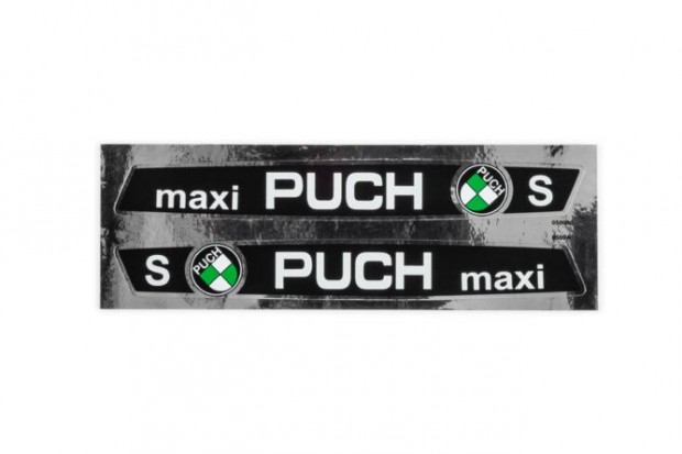 Matrica Puch Maxi tankra (x2) 205x25mm króm