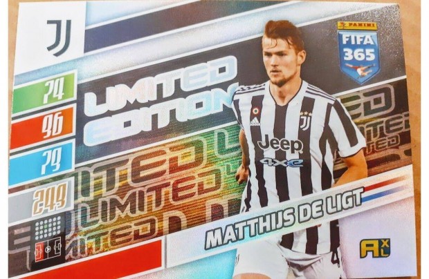 Matthijs de Ligt Juventus XXL Limited Edition focis kártya Panini Adre