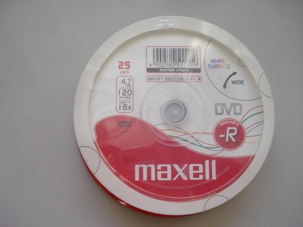Maxell DVD-R 4.7gb 1X-16X nyomtathat DVD lemez elad.j