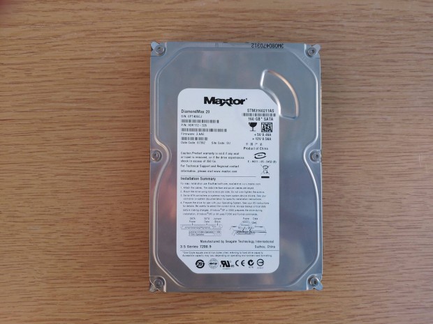 Maxtor 160GB SATA HDD. merevlemez 100/100 %-os