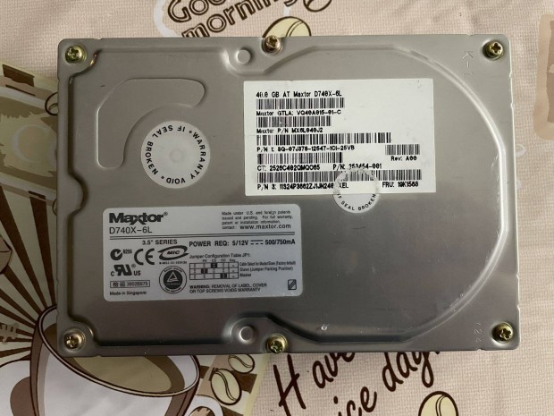 Maxtor 6L040J2 3,5" PATA (IDE) 40GB merevlemez HDD tesztelt 92/100