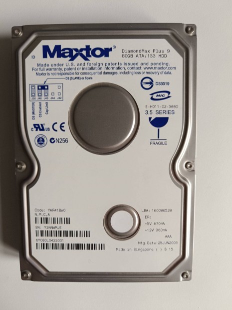 Maxtor 80GB HDD