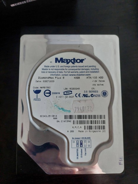 Maxtor Diamondmax Plus 8 40GB, 7200 RPM, (3.5") HDD