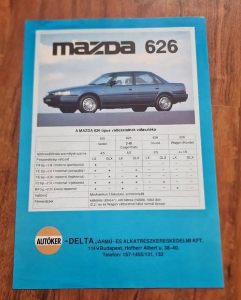 Mazda 626 AUTKER Adatlap Az 1990-Es vekbl