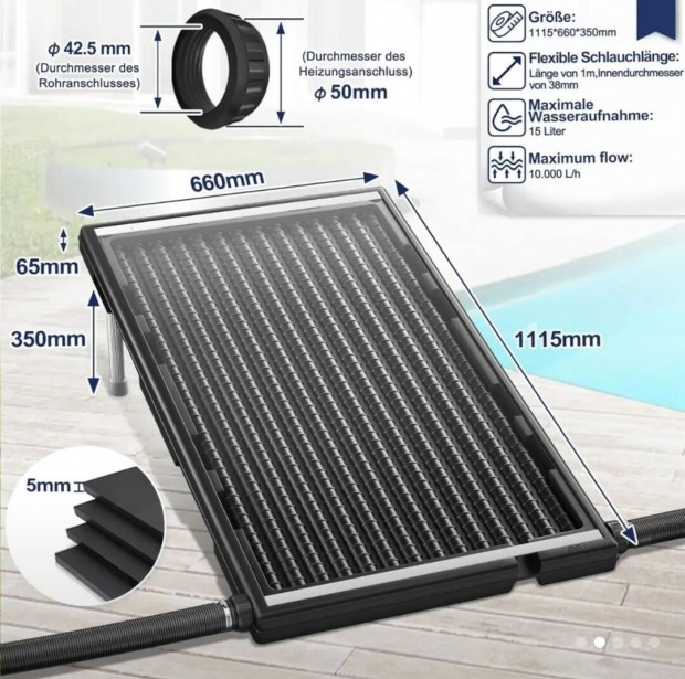 Medence melegítő napkollektor solar szolár vízmelegítő új