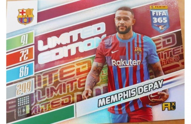 Memphis Depay Barcelona XXL Limited Edition focis krtya Panini 2022