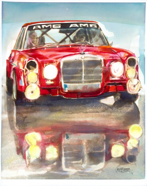 Mercedes 300 SEL 6.8 AMG "V�r�s Diszn�" festm�ny Gar�zsdekor