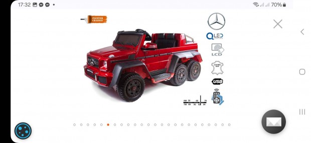 Mercedes-Benz G63 6X6 Elektromos gyermekaut Piros jatek auto kisauto