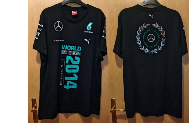 Mercedes Petronas 2014 Világbajnoki fekete Puma póló (XL)