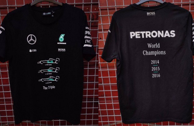 Mercedes Petronas szurkoli VB gyztes 2014-15-16 fekete pl (XL-es)