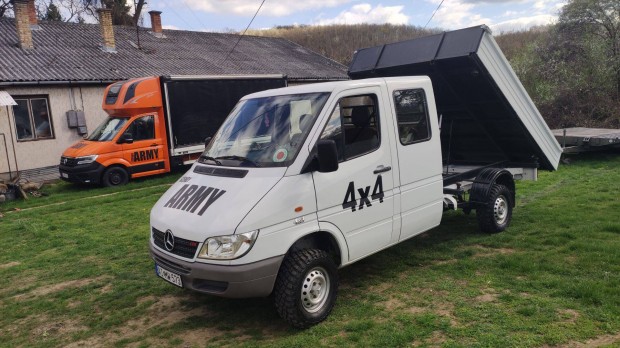 Mercedes Sprinter 4x4 billenőplatós 3 oldalra új terepgumik terepes