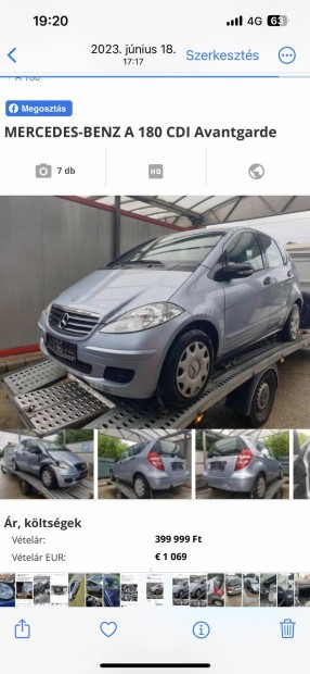 Mercedes a169 1.8 cdi 2008  Bontott