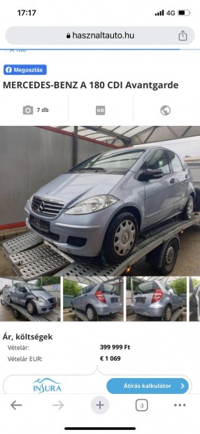 Mercedes a169 2008 a180 cdi Bontott