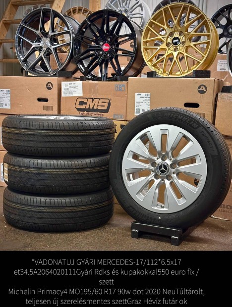 Mercedes gyári új alufelnik 195/60 R17 új nyári gumikkal