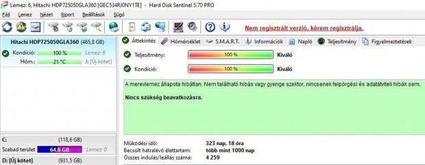 Merevlemez 500 GB-os SATA