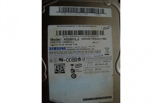 Merevlemez Samsung 500 GB HD501 LJ elad