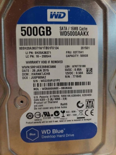 Merevlemez Western Digital Caviar Blue 500 GB