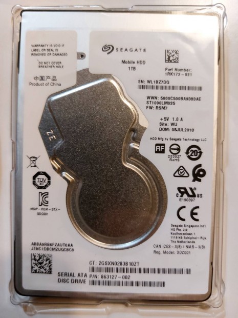 Merevlemez, mobil hdd seagate 1tb