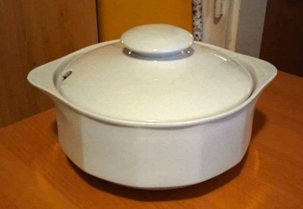 Merkury porcelán sokszög alakú levesestál fedővel, 3 l