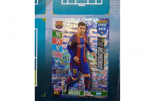 Messi (Barcelona) Dominator Panini Fifa 365 2022 Adrenalyn foci krtya