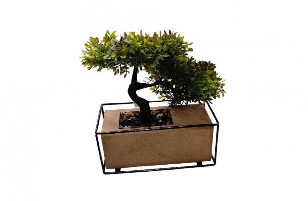 Mesterséges Bonsai kaspóval és fa alappal 21x11x28 cm, természetes h