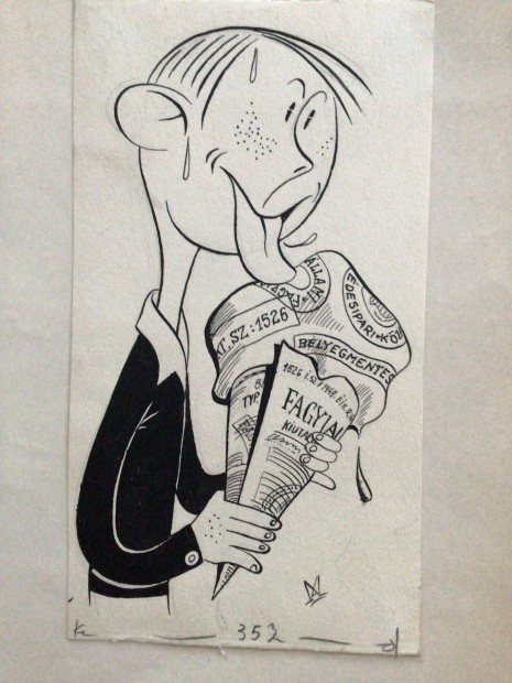 Mszros Andrs eredeti karikatra rajza a Szabad Szj c. lapba