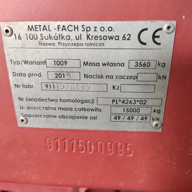 Metál Flach bala szállító pótkocsi